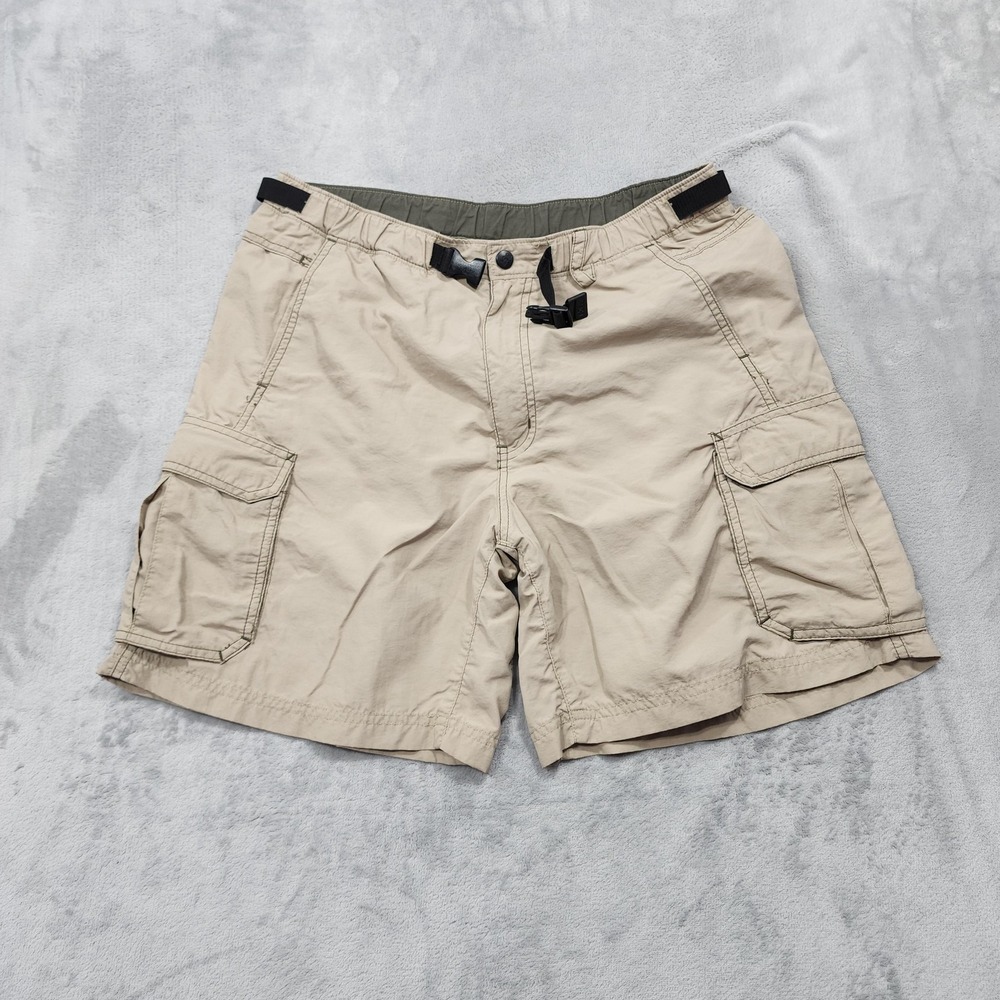 REI Shorts Mens M Beige Sahara Nylon Cargo Belted 9 Inseam Outdoor Hiking Travel